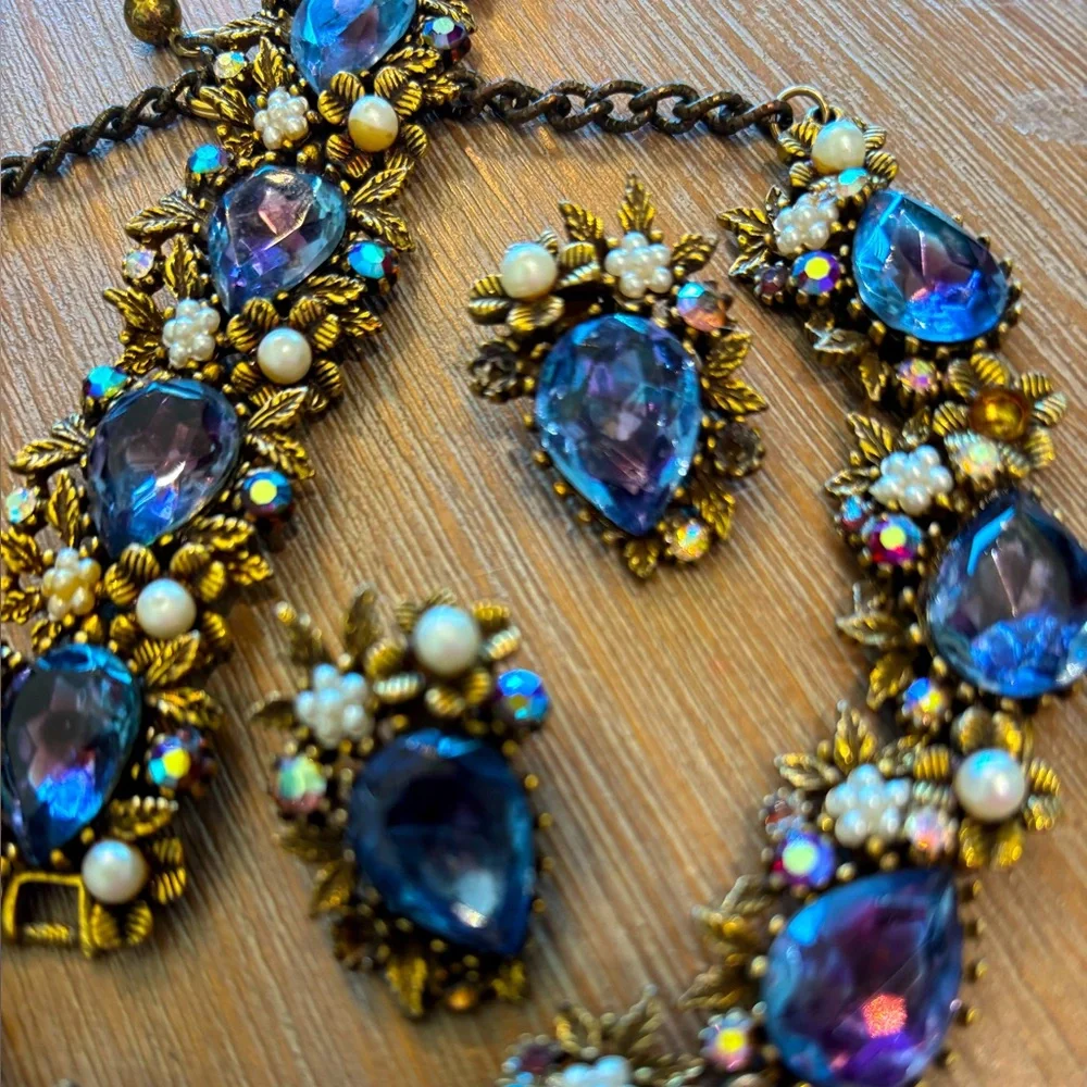 Vintage 50-60’s era necklace, bracelet & earrings set - Picture 2 of 7